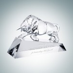 Designer Collection Optimistic Bull Optical Crystal Award Logo Imprinted