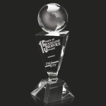 Logo Branded Intrigue Globe Crystal Award 10"