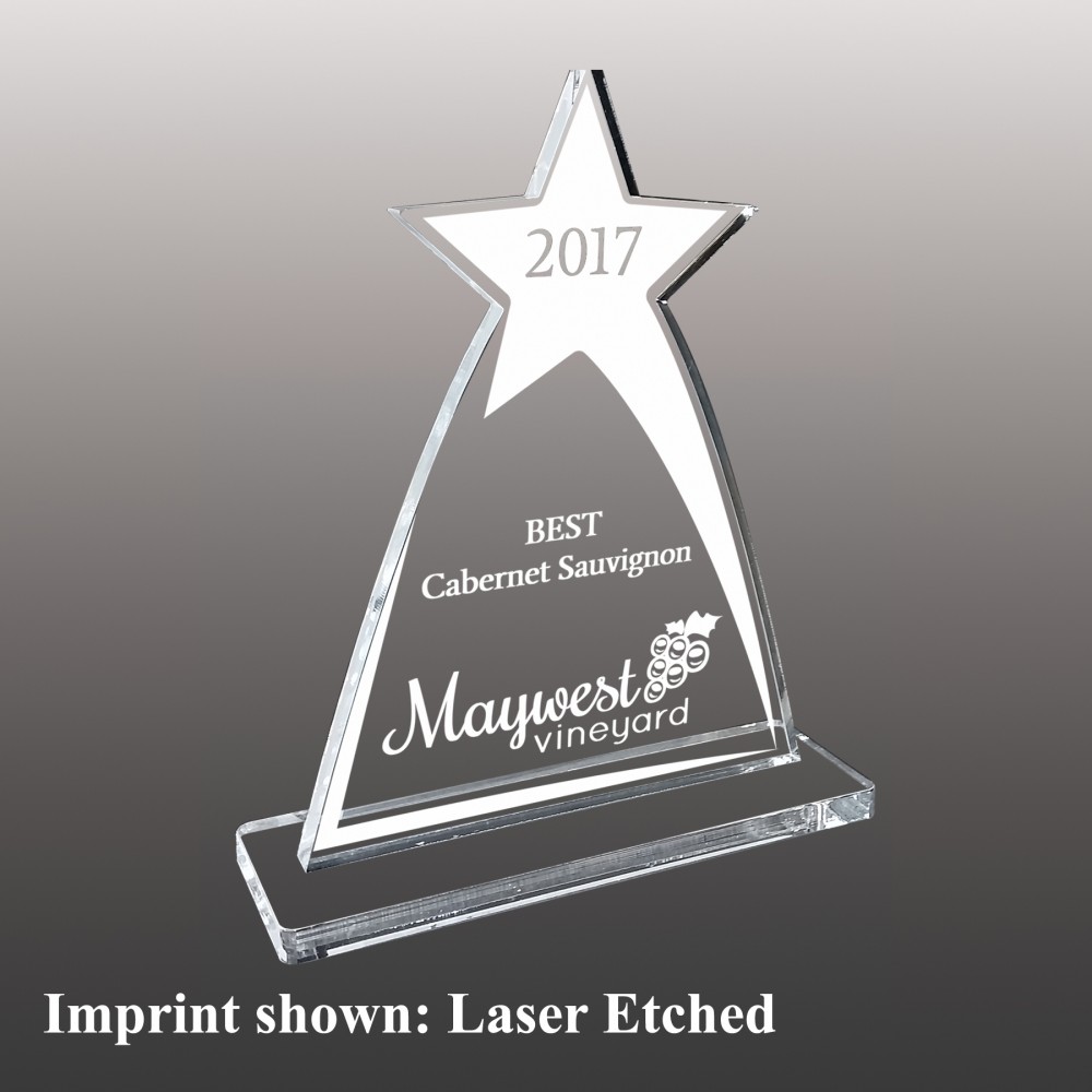 Custom Medium Star Top Triangle Shaped Etched Acrylic Award