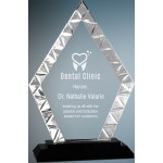 Custom Etched 9" Large Diamond Accent Glass Award