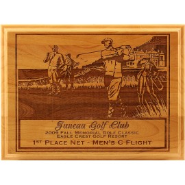 Custom Red Alder Lasered Wood Golf Plaque