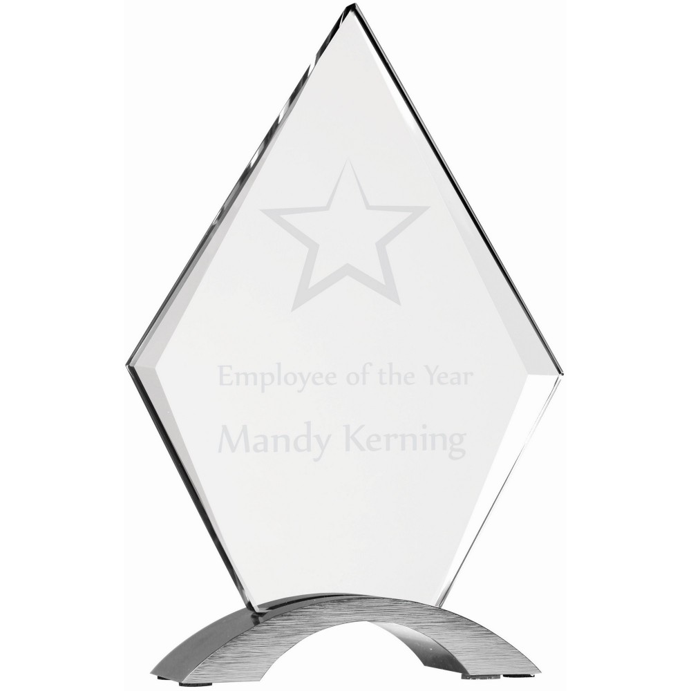 Logo Imprinted 8 1/2" Diamond Cosmic Acrylic with Silver Base Logo Imprinted 8 1/2" Diamond Cosmic Acrylic with Silver Base
