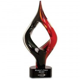 Custom 13.25" Red & Black Twist Art Glass Award