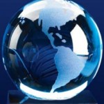 Customized 3" Blue Crystal Globe Award