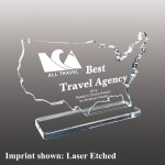 Custom Large USA Shaped Etched Acrylic Award