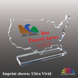 Customized Medium USA Shaped Ultra Vivid Acrylic Award