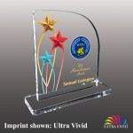 Medium Rounded Top w/Stars Shaped Ultra Vivid Acrylic Award with Logo