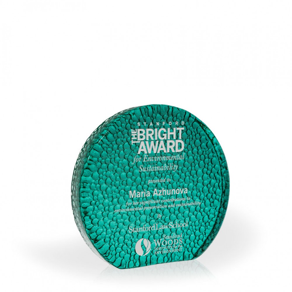Sardinia Raindrop Teal Recycled Glass Award, 6" with Logo Sardinia Raindrop Teal Recycled Glass Award, 6" with Logo
