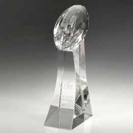 Customized 11" Crystal Award - Football Trophy