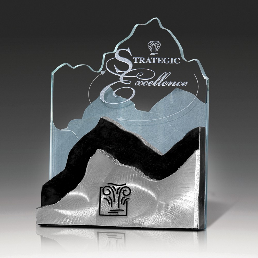 Silver Mountain Glass Award with Logo Silver Mountain Glass Award with Logo