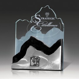 Silver Mountain Glass Award with Logo  Silver Mountain Glass Award with Logo