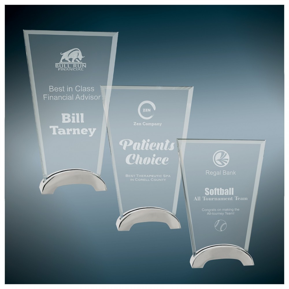 Promotional Platinum Glass Fan With Arch Base Awards