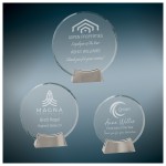 Custom Platinum Glass Round With Solid Base Awards
