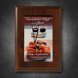 Econo Cherry Plaque 5" x 7" with Sublimated Plate with Logo  Econo Cherry Plaque 5" x 7" with Sublimated Plate with Logo