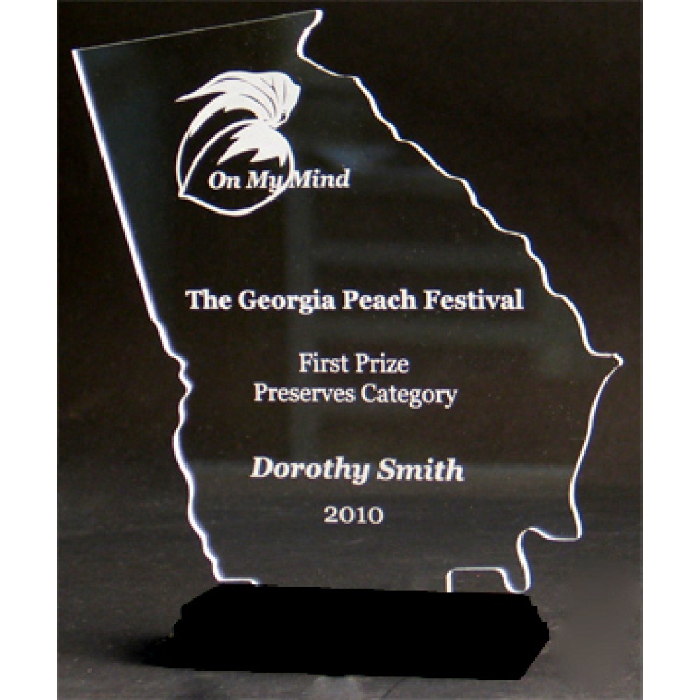 Great State of Georgia Award on a Black Base - Acrylic (8 9/16"x6 3/4") Custom Etched Great State of Georgia Award on a Black Base - Acrylic (8 9/16"x6 3/4") Custom Etched