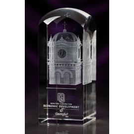 Logo Branded Crystal Dome Top Rectangle Award (3"x10 1/2"x3")