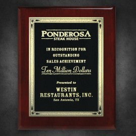 Aberdeen Rosewood Plaque 6" x 8" with Lasered Plate with Logo