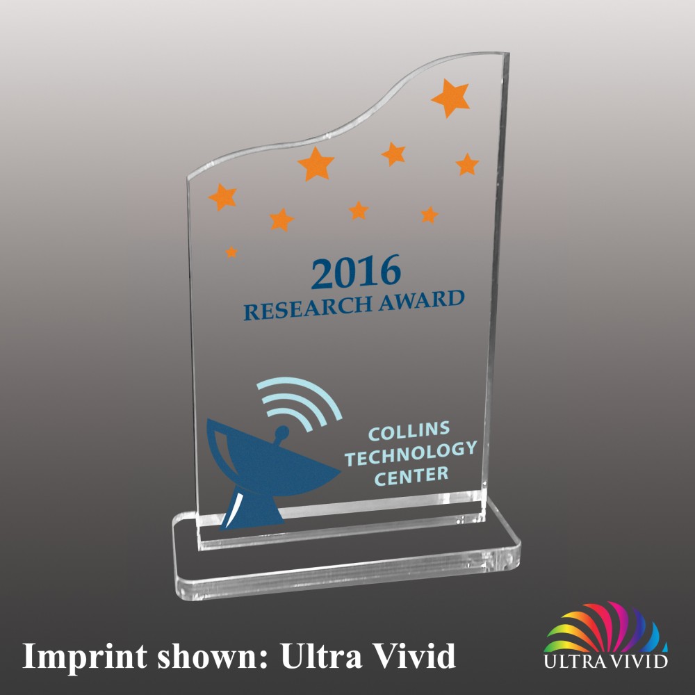 Medium Wave Top Rectangle Shaped Ultra Vivid Acrylic Award with Logo Medium Wave Top Rectangle Shaped Ultra Vivid Acrylic Award with Logo