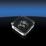 Globe Square Paperweight Custom Etched