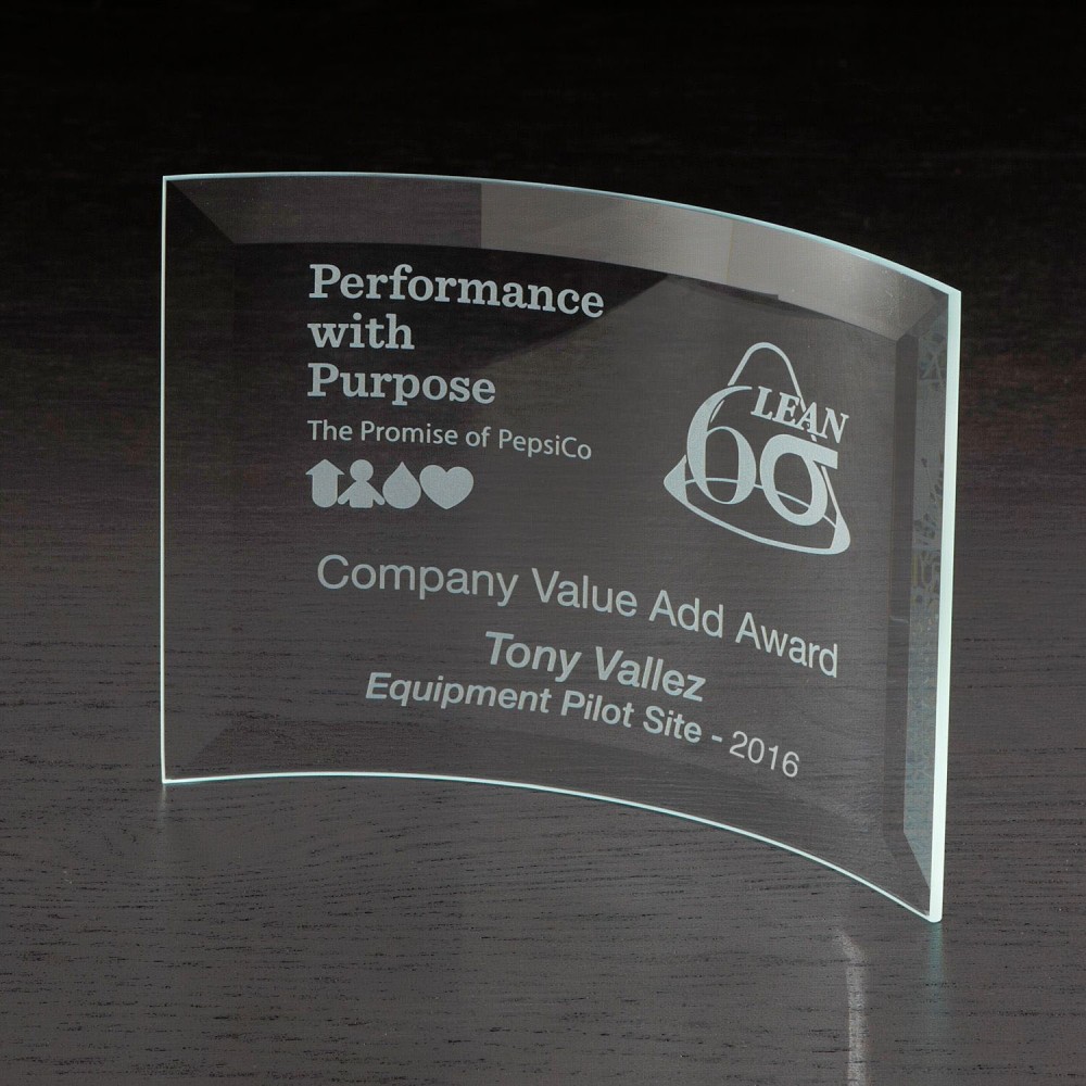 Crescent Medium Glass Award with Logo Crescent Medium Glass Award with Logo