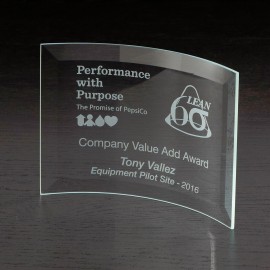 Crescent Medium Glass Award with Logo