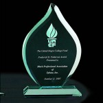 8" Jade Glass Flame Award with Logo
