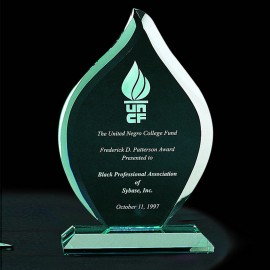 8" Jade Glass Flame Award with Logo  8" Jade Glass Flame Award with Logo