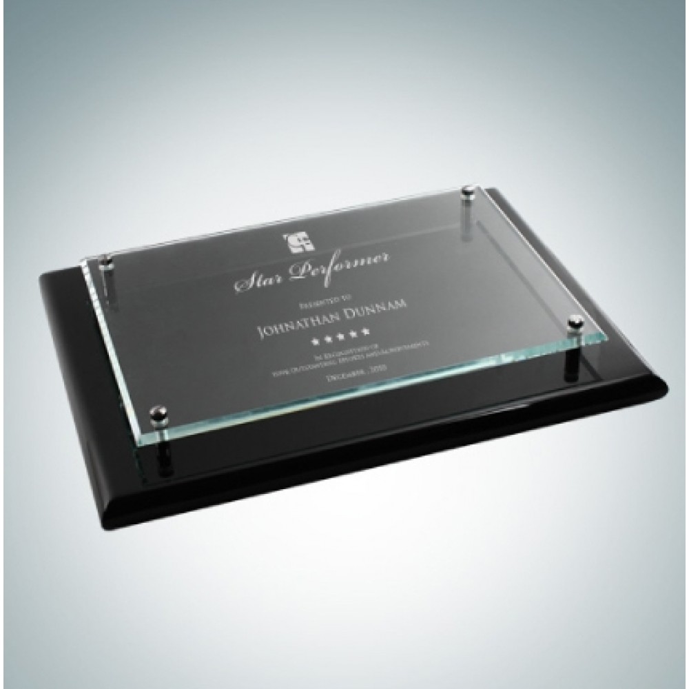 Logo Imprinted Blackwood Piano Finish Clear Glass Wall Plaque (Small) Logo Imprinted Blackwood Piano Finish Clear Glass Wall Plaque (Small)