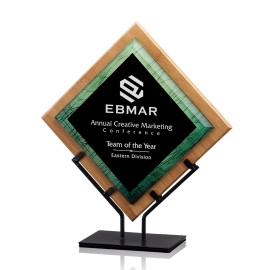 Logo Branded Lancaster Award - Bamboo/Green 12" H