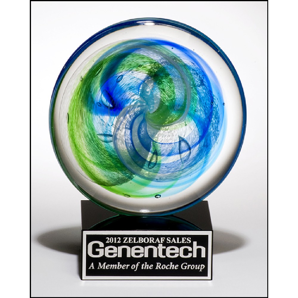 Art glass disk 5.75x7.25 Logo Imprinted Art glass disk 5.75x7.25 Logo Imprinted