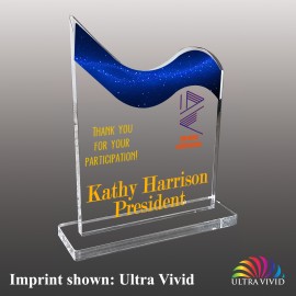 Medium Wave Top Shaped Ultra Vivid Acrylic Award with Logo
