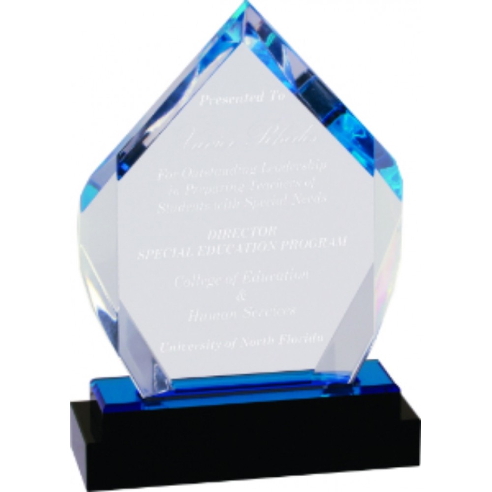 Blue Fusion Diamond Impress Acrylic Award with Logo