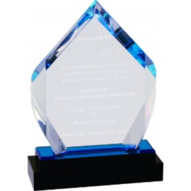 Blue Fusion Diamond Impress Acrylic Award with Logo