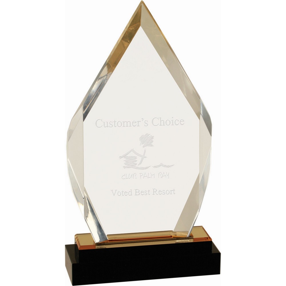 Laser-etched 9" Gold Fusion Diamond Impress Acrylic with Black Glass Base Laser-etched 9" Gold Fusion Diamond Impress Acrylic with Black Glass Base