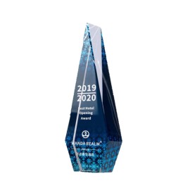 Triangle Shape Creative Color Printing Crystal Trophy with Logo