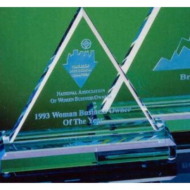 Personalized 6" Clear Crystal Triangle with Base  Personalized 6" Clear Crystal Triangle with Base