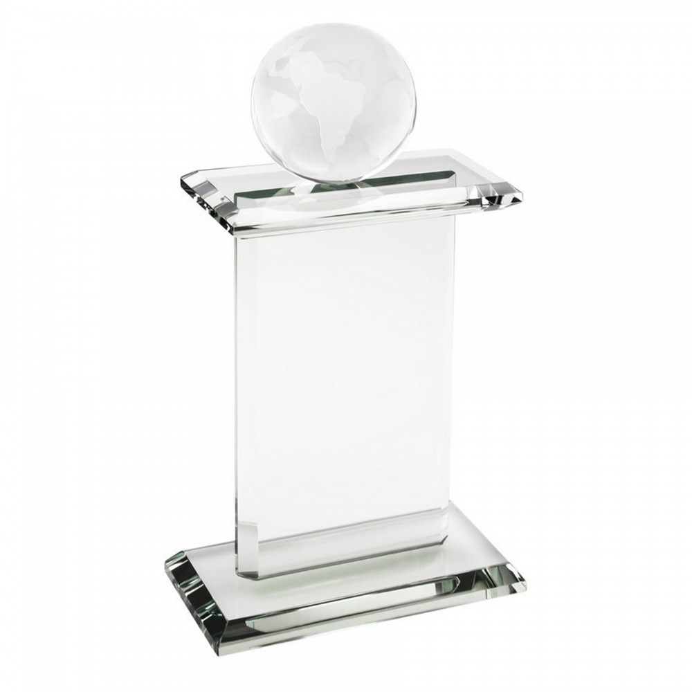 10" Pedestal Award-Globe with Logo