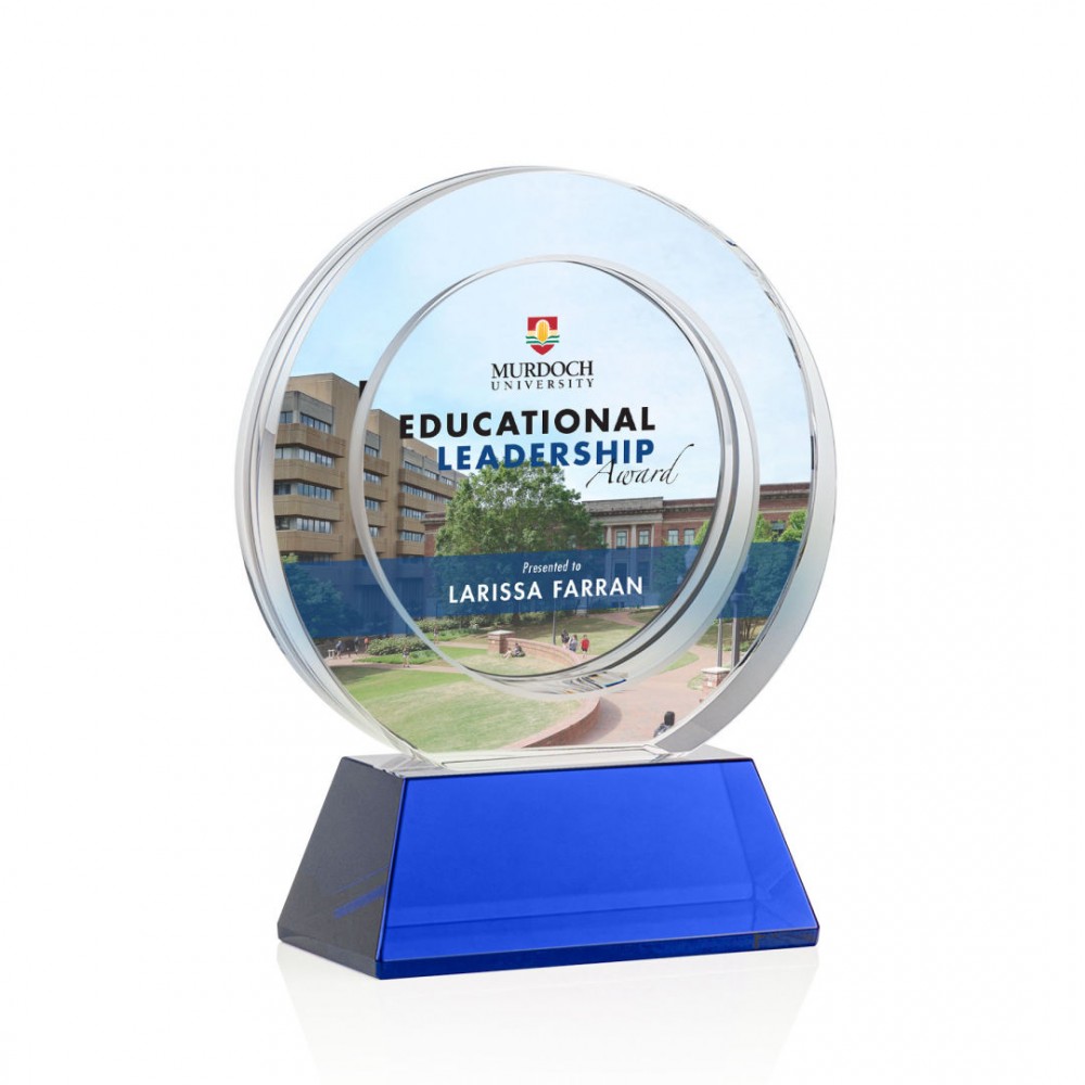 VividPrint Award on Base - Templeton/Blue 5" Diam with Logo