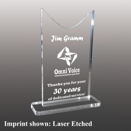 Medium Ribbon Tail Shaped Etched Acrylic Award with Logo