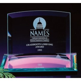 Curved Glass Award on Mirror Base (7"x5") with Logo