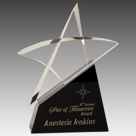 9.5" Clear Crystal Outline Star on Black Base with Logo  9.5" Clear Crystal Outline Star on Black Base with Logo