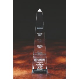 8" Crystal Grooved Obelisk Award with Logo  8" Crystal Grooved Obelisk Award with Logo