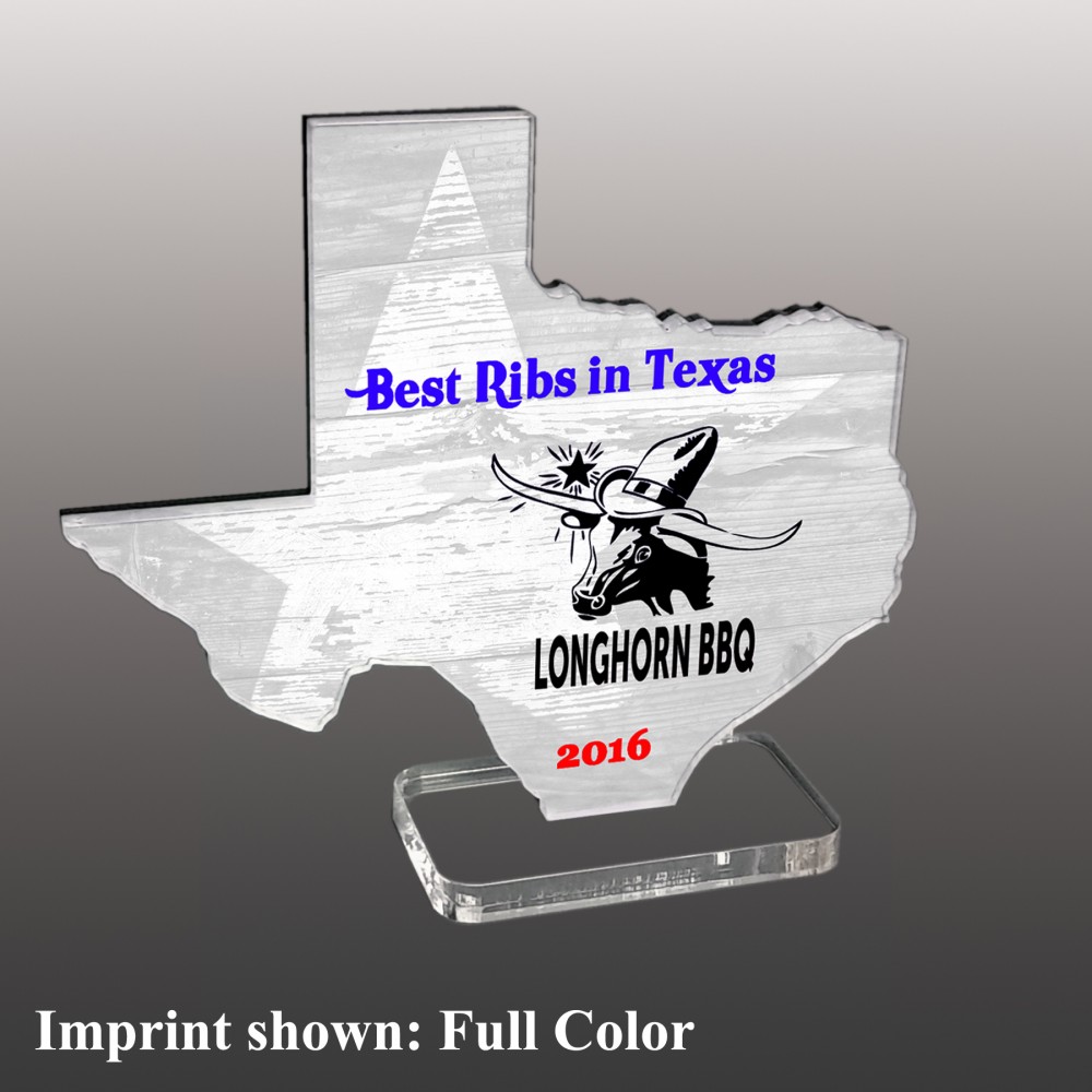 Logo Branded Large Texas Shaped Full Color Acrylic Award