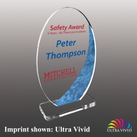 Large Vertical Oval Shaped Ultra Vivid Acrylic Award with Logo  Large Vertical Oval Shaped Ultra Vivid Acrylic Award with Logo