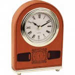 5 1/2" Rawhide Laser engraved Leatherette Arch Desk Clock Laser-etched
