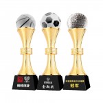 Custom Gold-Plated Trophy Sports Crystal Award With Black Crystal Base