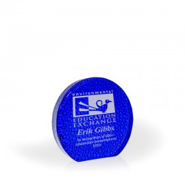 Sulu Raindrop Cobalt Recycled Glass Award, 3.5" with Logo