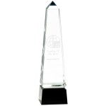 Obelisk Crystal on Black Pedestal Base Award with Logo