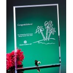 Promotional Glass Plaque with Brass Pin (6"x8")