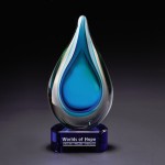 Promotional Fusion Art Glass Award w/ Blue Base